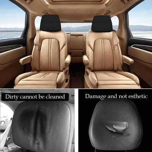 Vista 3 de 8 piezas Fundas para reposacabezas de coche, suaves, lavables, a prueba de suciedad, protectores de reposacabezas para coches, universales, aptas