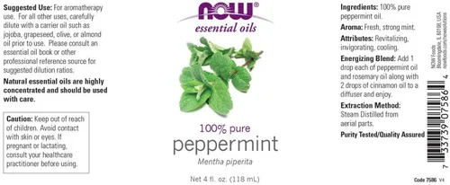 Vista 2 de NOW Foods Aceite de menta, 4 onzas líquidas (paquete de 2)
