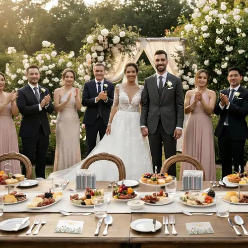 Vista 4 de Sinmoe 200 servilletas de compromiso con flores silvestres con el texto en inglés «He Asked She Said Yes» de papel desechable floral para cóctel