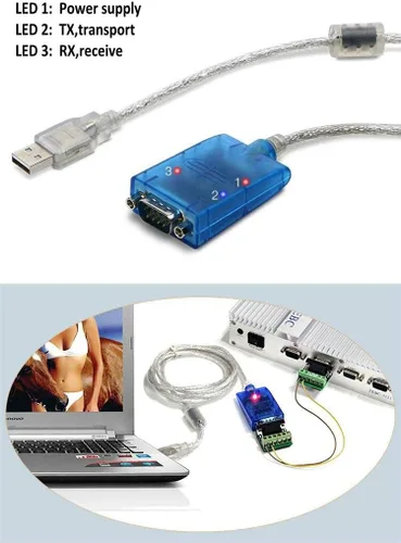 Vista 5 de Cable adaptador de puerto serie USB a RS422 RS485 con chip FTDI compatible con Windows 10, 8, 7, XP y Mac con protección ESD (1.5 pies/1.6 ft)