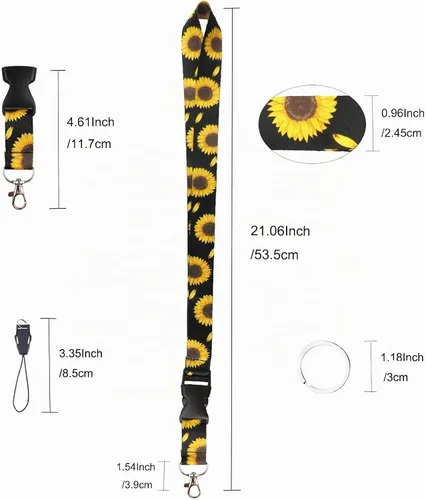 Vista 2 de Yiflin Bonito cordón para el cuello para llaves, llavero, cartera, tarjetero de identificación, con hebilla de liberación rápida