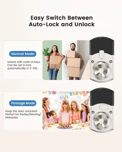 Vista 3 de Hidalife Pomo de puerta inteligente con teclado, cerradura de puerta de entrada sin llave para puerta delantera, modo de paso fácil, código único