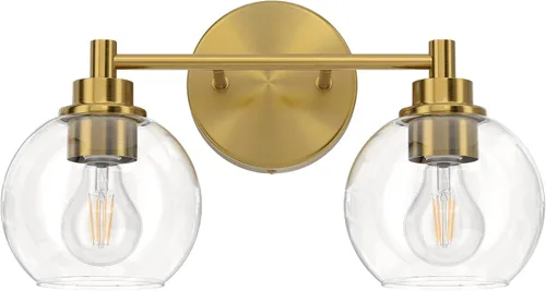 Vista 17 de VONLUCE Accesorios de iluminación de baño, luz de tocador de baño de 2 luces con pantallas de vidrio globo E26, luces de tocador para dormitorio