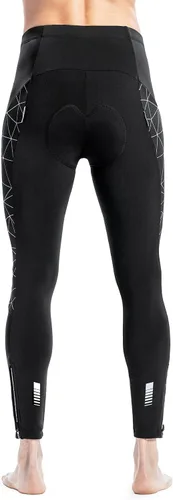 Vista 3 de Santic Mallas de ciclismo para hombre, pantalones acolchados, leggings de ciclo, pantalones de bicicleta reflectantes, para invierno, cálido, a