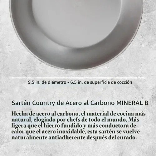 Vista 3 de Sartén de hierro Country Chef de DeBuyer con mineral B, redondo, Plateado/Gris
