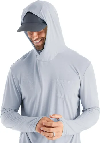 Vista 3 de Free Fly Sudadera ligera con capucha para hombre, con protección solar UPF 20+ para hombre, transpirable, manga larga, para pesca