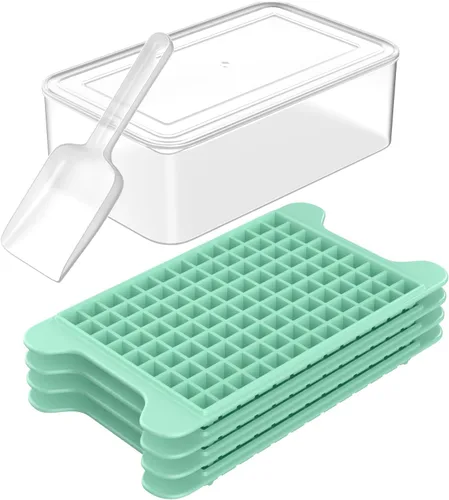 Vista 10 de Mini bandeja para cubitos de hielo para congelador: bandejas de hielo pequeñas FDDBI para congelador con contenedor – 117 × 4 piezas bandeja