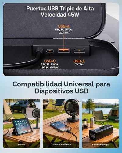 Vista 7 de ZOUPW Panel solar portátil de 100 W para estación de energía, 23.5% de eficiencia, cargador solar plegable mono para Jackery 300/Ecoflow