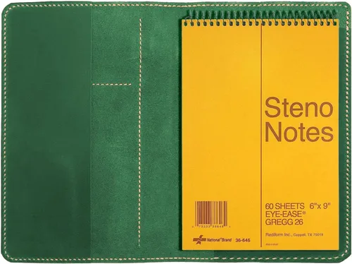 Vista 8 de Funda de cuero personalizada para bloc de notas Steno de 6"x9", cubierta de espiral de cuero hecha a mano, funda folio compatible con bloc de notas