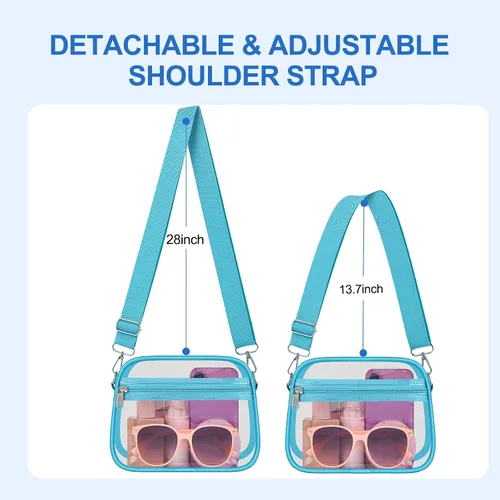 Vista 4 de COK Bolsa transparente para eventos de estadio, bolsas cruzadas para mujeres y hombres, bolso transparente para conciertos y festivales