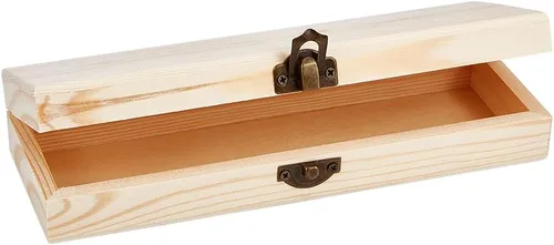 Vista 7 de OLYCRAFT Caja de Madera Sin Terminar - Caja de Almacenamiento Rectangular de Lápices de Bambú de 12x2.2x1.8 Pulgadas con Tapa con Bisagras y Cierre