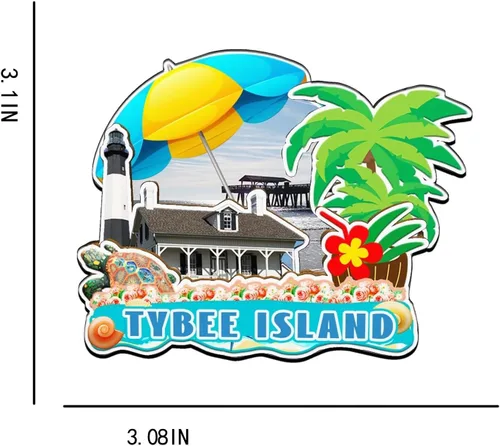 Vista 3 de Tybee Island Georgia USA - Imán de madera para nevera, monumentos 3D, recuerdos coleccionables, decoración hecha a mano -2659
