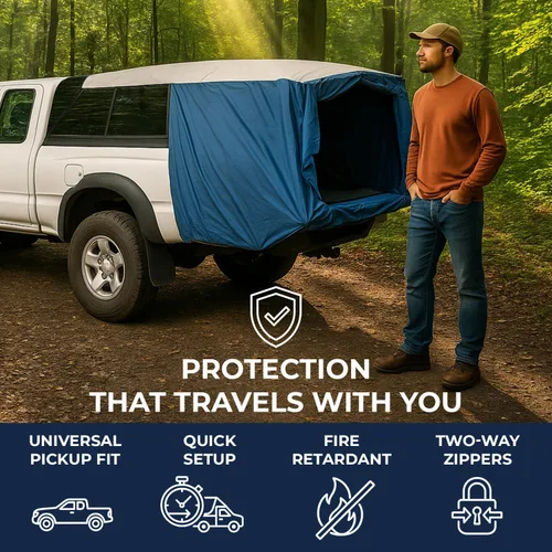 Vista 6 de DAC DA2 Tienda de campaña de tamaño completo para caja de camioneta con tapa - Compatible con Ford F-150, Chevy Silverado, Toyota Tundra, Tacoma