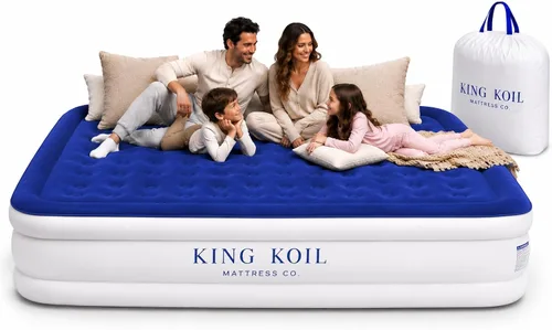 Vista 14 de King Koil Colchón de Aire Individual de Lujo con Bomba de Alta Velocidad Integrada para Acampar, Hogar e Invitados - Colchón Inflable Elevado