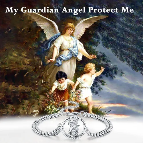 Vista 33 de Pulsera unisex de San Miguel/Cristóbal/Benedicto/Jude/José/Guadalupe/Ángel de la Guarda/Santa Muerte Pulsera de plata de ley 925 con cadena de doble