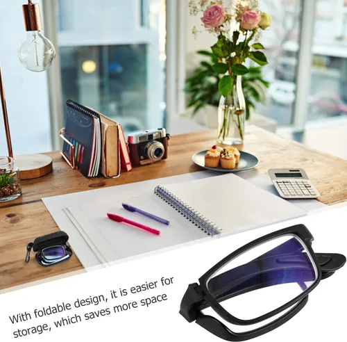 Vista 7 de EXCEART - 2.0 Gafas de miopía plegables, lentes de lectura negros para miopía, lentes de larga distancia con estuche portátil