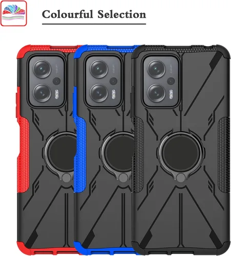Vista 6 de LiuShan Funda compatible con Xiaomi Redmi Note 11T Pro, funda Poco X4 GT, soporte de anillo de rotación de 360° Kickstand de grado militar, funda a