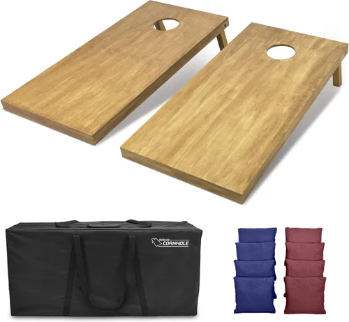 Vista 22 de GoSports 4 ft x 2 ft Regulation Size Wooden Cornhole Boards Set with Light Brown Finish - Includes Carrying Case and Bean Bags Negro- gris