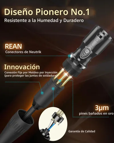 Vista 4 de XLR Cables de 3.3 pies, cable de micrófono profesional sin ruido, conectores dorados Rean-Neutrik, cable de micrófono equilibrado, 99.99% OFC, cable