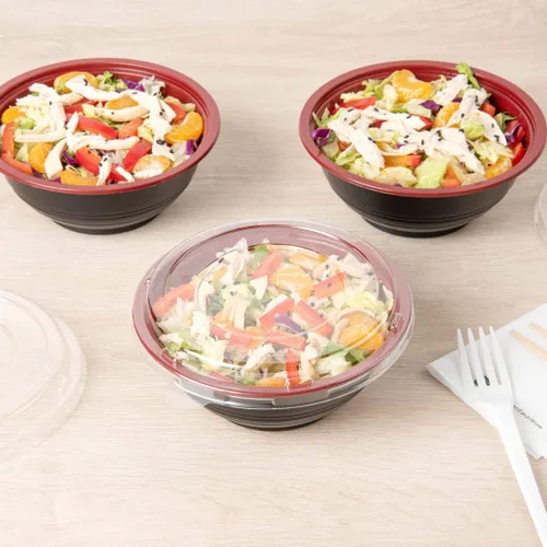 Vista 8 de Restaurantware Tazones de plástico para alimentos de 18 onzas, 200 recipientes desechables con tapa, aptos para Mircowave, sin BPA, cuencos