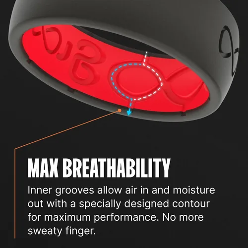 Vista 2 de Groove Life Anillo de silicona sólido y delgado - Anillos de boda de goma transpirables para mujeres, cobertura de por vida, diseño único, anillo