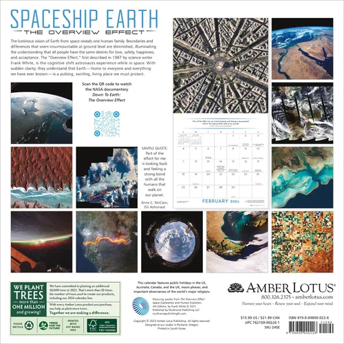 Vista 2 de Spaceship Earth 2024 Wall Calendar The Overview Effect 12" x 24" Open Amber Lotus Publishing