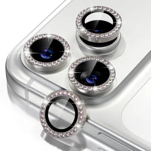Vista 24 de Misea Compatible con iPhone 16 Pro/iPhone 16 Pro Max, protector de lente de cámara de vidrio templado Ultra-HD, protector de pantalla de anillo Negro