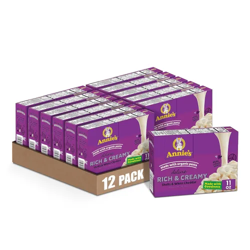 Vista 9 de Annie's Macarrones y queso de lujo con pasta orgánica, conchas y cuatro quesos, 11.3 onzas (paquete de 12)