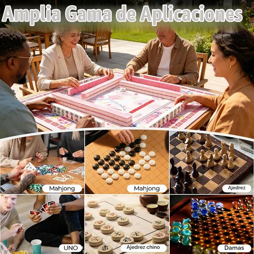 Vista 7 de Tapete Mahjong de 31.5 pulgadas para mesa con dados, tapete Mahjong con Rosa