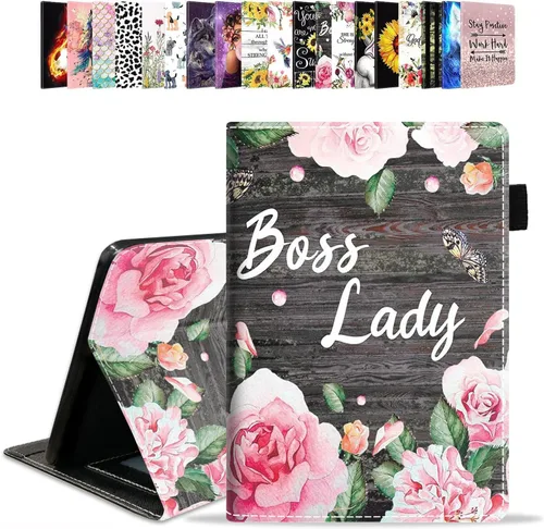 Vista 20 de Funda para tablet Amazon Kindle Fire HD 10 de 10.1" (9ª/7ª generación, versión 2019/2017) – Funda de piel sintética con función de encendido