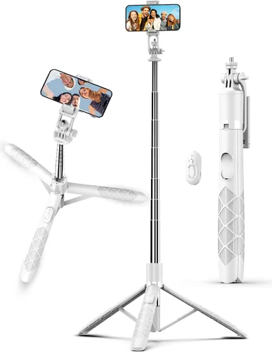 Vista 11 de Trípode de aluminio de 71" para teléfono, trípodes de viaje para iPhone con control remoto, trípode de selfie para celular extensible compatible