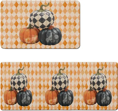 Vista 6 de Tapete de baño con diseño de flores de calabazas, antideslizante, de secado rápido y absorbente, de tierra de diatomeas, para ducha, fregadero