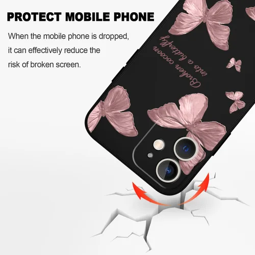 Vista 5 de LEECG Funda para iPhone 12 Mini, diseño creativo con estampado floral, funda antiarañazos de microfibra suave, funda de silicona líquida para Negro