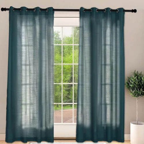 Vista 31 de Frelement Cortinas opacas extralargas de 108 pulgadas de largo, para sala de estar, cortinas de lino con bloqueo de luz, cortinas con aislamiento