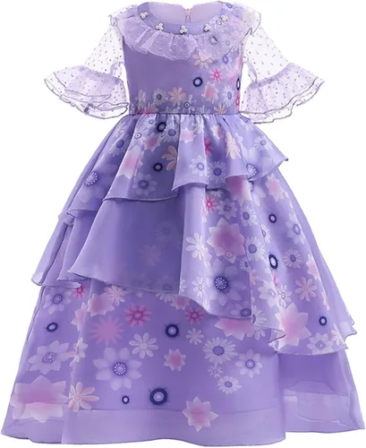 Vista 2 de Kids Mirabel Costume Isabela Madrigal Dress Princess Dress Up Clothes Halloween Cosplay Outfits