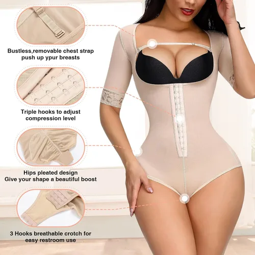 Vista 4 de FeelinGirl Shapewear for Women Tummy Control Butt Lifter Bodysuit Shaper Adjustable Straps Overbust Cup Support