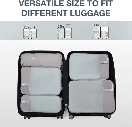 Vista 3 de BAGSMART - Juego de 6 cubos de compresión para maletas, juego de 6, 4 y 2, cubos organizadores de viaje, juego de bolsas expandibles, organizadores