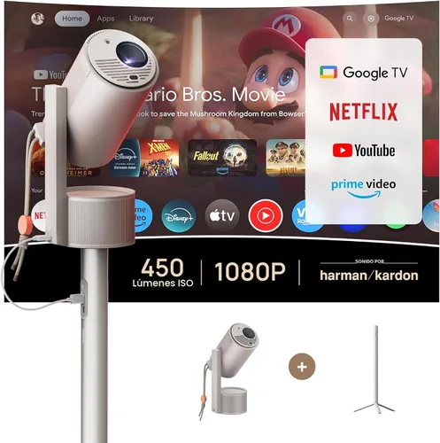 Vista 2 de [Usado] XGIMI MoGo 3 Pro NUEVO Proyector para Exteriores con Soporte PowerBase, Batería de 2.5hrs, Google TV con Netflix con Licencia, Soporte