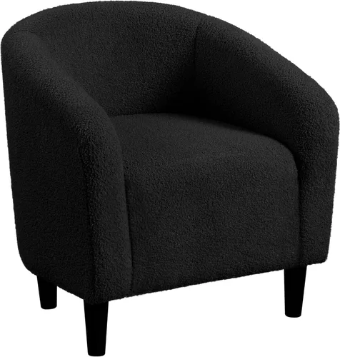 Vista 14 de Yaheetech Silla Accent tipo barril, silla de club de tela de pana, elegante sillón de sherpa peludo con acolchado suave y acogedor, adecuado
