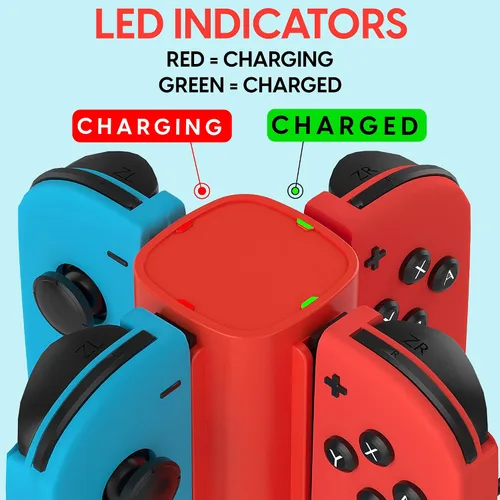 Vista 4 de Talkworks Joy Con Charging Dock for Nintendo Switch - Docking Station Charges Up to 4 Joy-Con Controllers Simultaneously (Controllers Not Included)