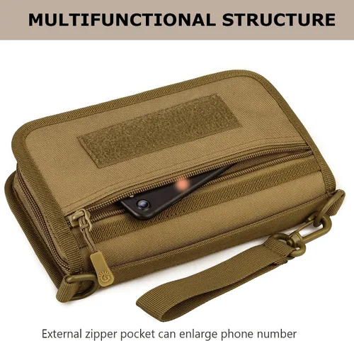 Vista 5 de SunForMorning Cartera táctica para tarjetas de identificación, cartera militar con bolsillo para monedas (1 parche incluido), Negro -, Cartera