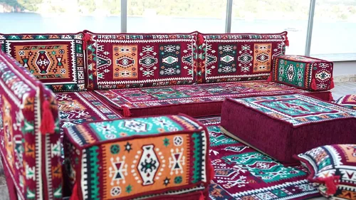 Vista 5 de arabicsofa Cojines de asiento de suelo de esquina con almohadas de respaldo – Juego de sofá modular de suelo estilo boho
