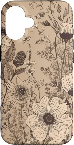 Vista 31 de Funda para iPhone 12 Pro Max Beige Tan Wildflower Floral Minimal Flower Boho