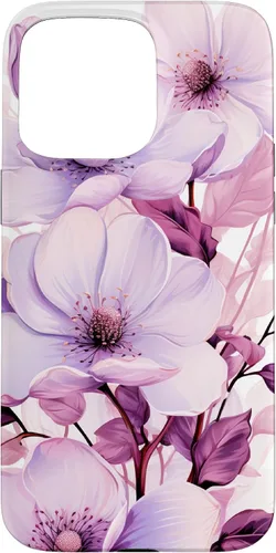Vista 31 de Funda para iPhone 17, diseño de flores de magnolia rosa y morado lavanda