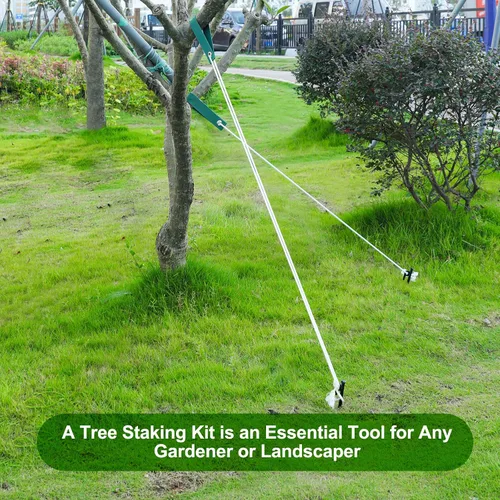Vista 7 de Kits de estacas para árboles, estacas de árbol resistentes y kits de soporte para árboles jóvenes contra el mal tiempo, 3 estacas para árboles, 3