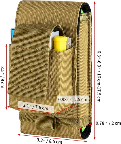 Vista 2 de Funda táctica Molle para teléfono, bolsa compacta para cinturón de cintura con funda para cigarrillos para iPhone 17 Pro Max/16 Pro Max/15 Pro