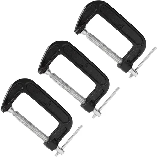 Vista 8 de Juego de abrazaderas en C de 4 pulgadas, abrazadera C de acero resistente, abrazaderas de fuerza industrial C para carpintería, soldadura y 1 unidad.