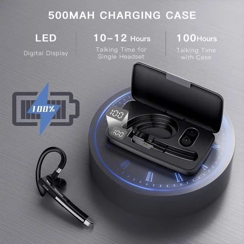 Vista 4 de Boytond Auriculares Bluetooth V6.1, auriculares inalámbricos de 100 horas de conversación con micrófono para trabajo, CVC8.0 con cancelación