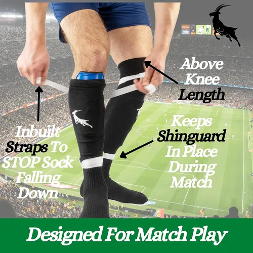 Vista 2 de Jean Lemond Calcetines de fútbol de competidor con correas para mantener los calcetines puestos. Opciones unisex para adultosniños