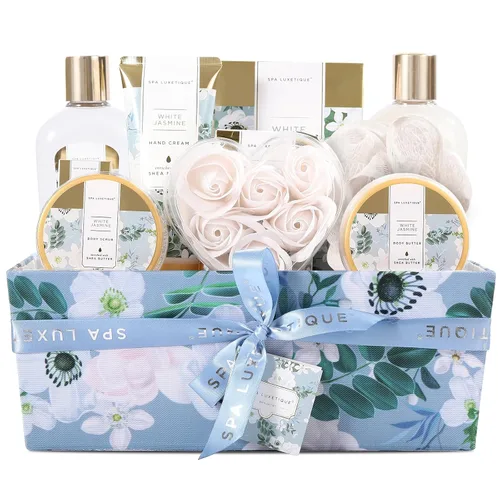 Vista 12 de Cestas de regalo de spa para mujeres, juego de regalo de baño Spa Luxetique, 12 piezas de kit de spa relajante en casa para mujeres con gel